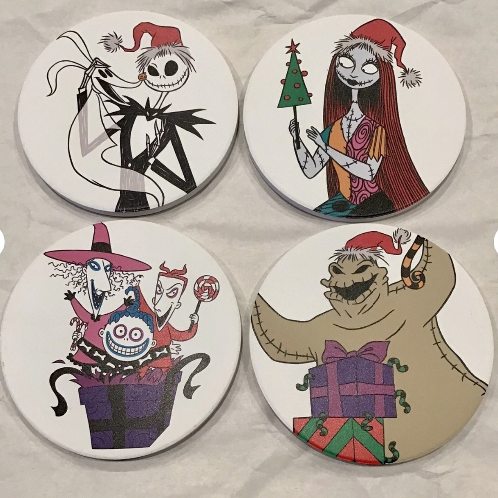Nightmare Before Christmas, Ceramic Coaster Set Of 4, Halloween Disney